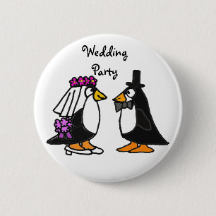 BA- Penguin Wedding Party Buttons