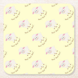 Baa Baa Baa Cute Lamb Square Paper Coaster