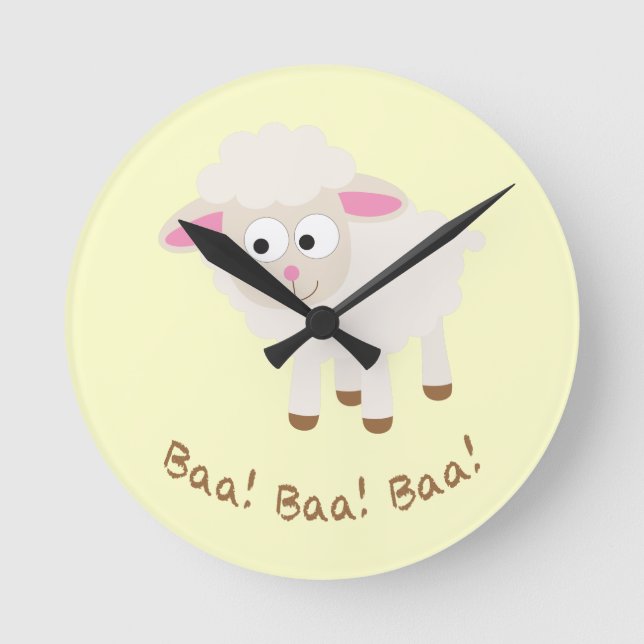 Baa! Baa! Baa! Cute Little Lamb Round Clock (Front)