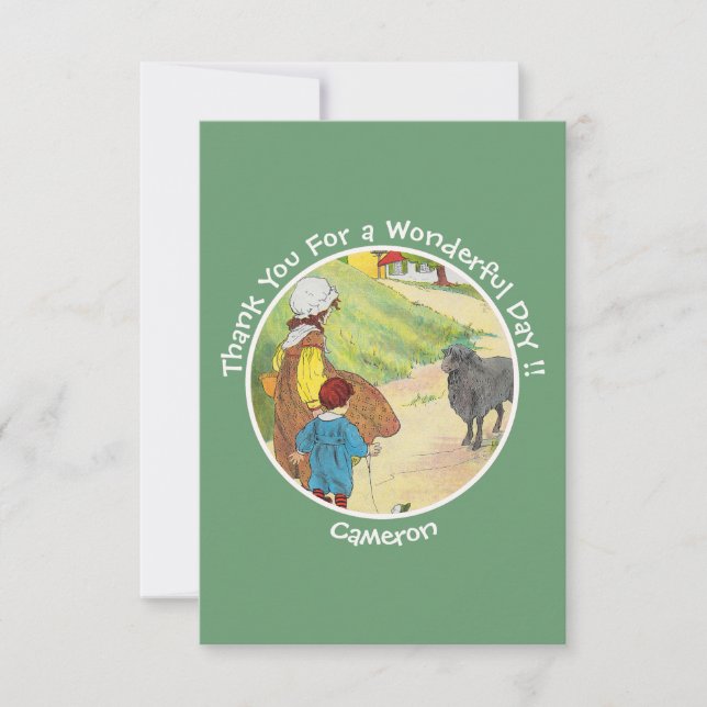 Baa, Baa, Black Sheep Birthday Party Collection Thank You Card (Front)