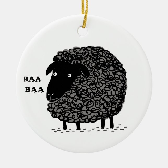 Baa Baa Black Sheep Cute Custom Holiday Ornament (Front)