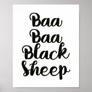 Baa Baa Black Sheep Glitter Poster