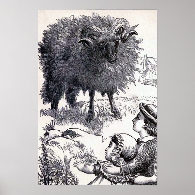 "Baa Baa Black Sheep" Vintage Illustration Poster (Front)