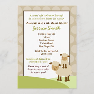 Baa Baa Sheep Baby Shower Invite Neutral
