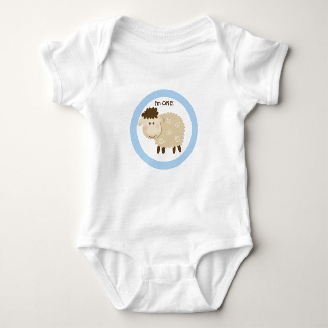Baa Baa Sheep Blue Personalised Baby Bodysuit (Front)