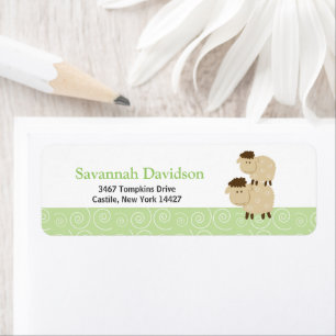 Baa Baa Sheep (Green) Custom Address Labels (30)