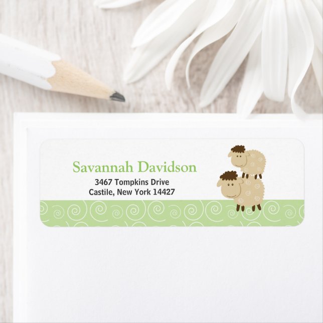 Baa Baa Sheep (Green) Custom Address Labels (30) (Insitu)