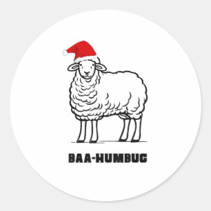 Baa-Humbug Christmas-Sheep Funny Cute Farmer Anima Classic Round Sticker