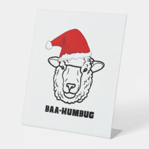 Baa-Humbug Christmas-Sheep Funny Cute Farmer Anima Pedestal Sign