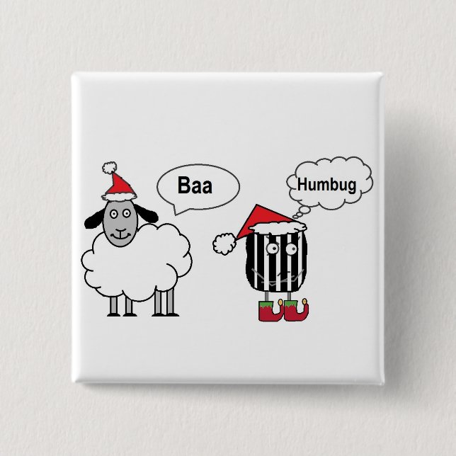 Baa Humbug Funny Christmas Sheep Cartoon 15 Cm Square Badge (Front)