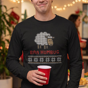 Baa Humbug Funny Sheep Faux Ugly Christmas Sweater