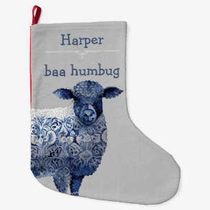 "baa humbug"  large christmas stocking