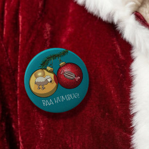 Baa Humbug Sheep Christmas Decorations Cartoon 6 Cm Round Badge