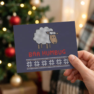 Baa Humbug Sheep - Sarcastic Christmas Mailer Postcard