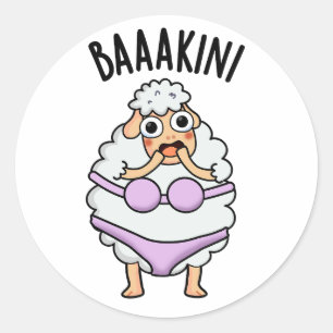 Baa-kini Funny Bikini Pun  Classic Round Sticker