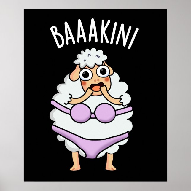 Baa-kini Funny Bikini Pun Dark BG Poster (Front)