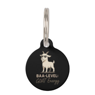 Baa-Level: GOAT Energy Funny Cool Goat Pun Pet Tag