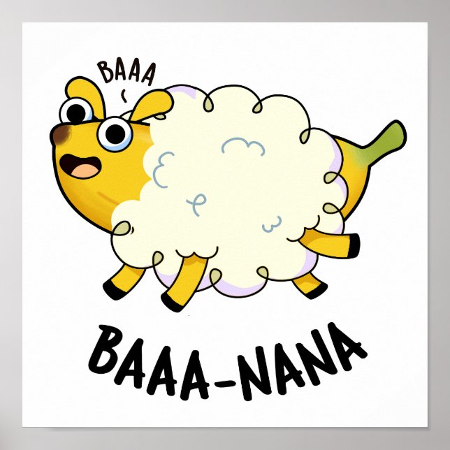 Baa-nana Funny Banana Sheep Pun Poster (Front)
