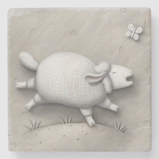 Baa Relief (sheep 1) Stone Coaster (Front)