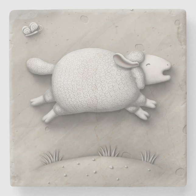 Baa Relief (sheep 3) Stone Coaster (Front)