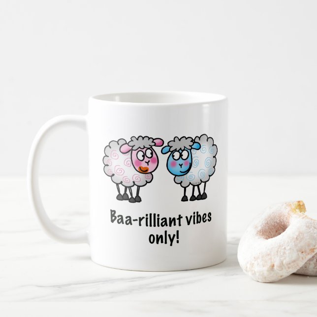 Baa-rilliant - Cute Cartoon Sheep Pair Coffee Mug (With Donut)