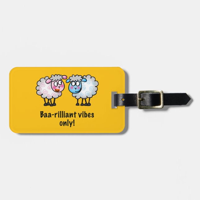 Baa-rilliant - Cute Cartoon Sheep Pair Luggage Tag (Front Horizontal)