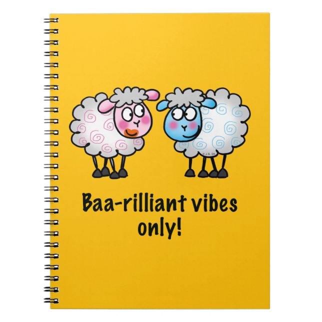 Baa-rilliant - Cute Cartoon Sheep Pair Notebook (Front)