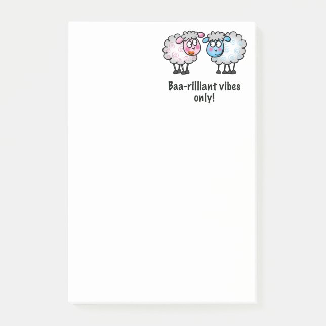 Baa-rilliant - Cute Cartoon Sheep Pair Post-it Notes (Front)