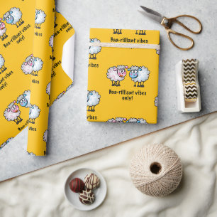 Baa-rilliant - Cute Cartoon Sheep Pair Wrapping Paper