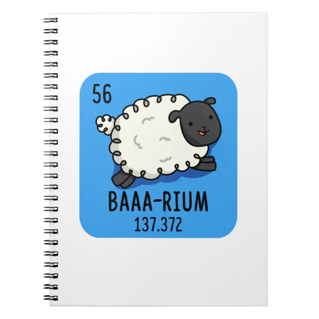Baa-rium Funny Sheep Chemistry Pun  Notebook (Front)