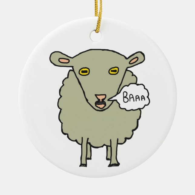 Baa Sheep Ceramic Tree Decoration (Front)