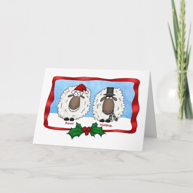 Baaa Humbug Cartoon Sheep Christmas Card (Front)