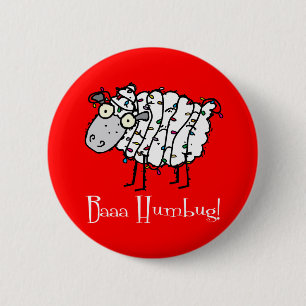 Baaa Humbug Christmas 6 Cm Round Badge