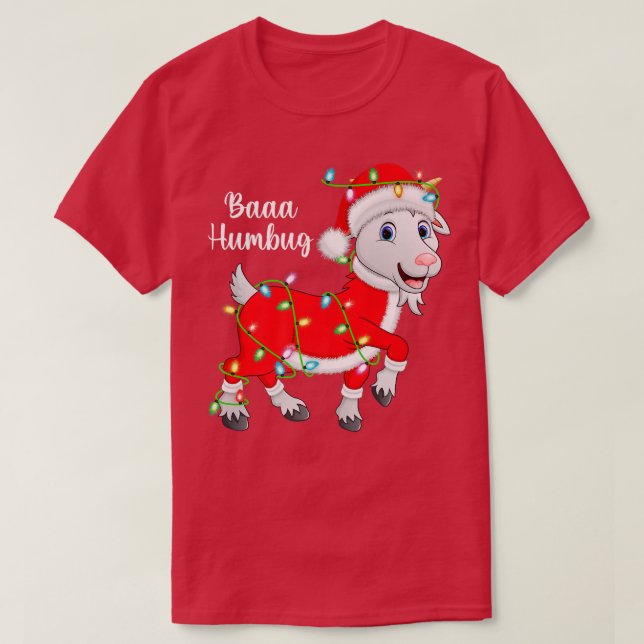 Baaa Humbug Goat Lover Xmas Lights Santa Goat Chri T-Shirt (Design Front)