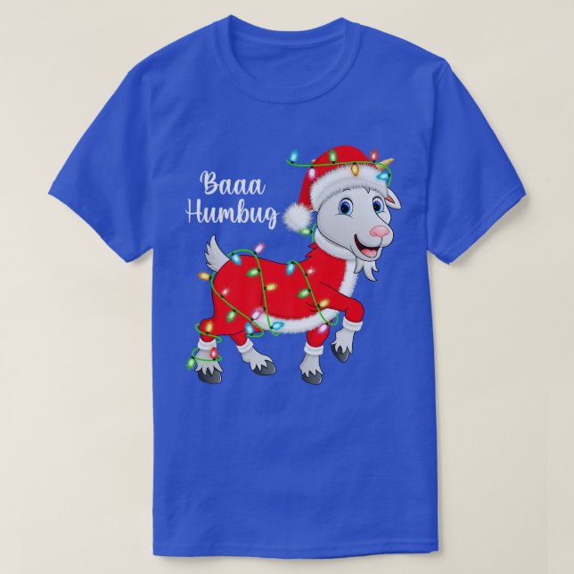 Baaa Humbug Goat Lover Xmas Lights Santa Goat Chri T-Shirt (Design Front)