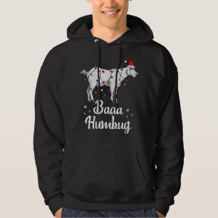 Baaa Humbug Goat Santa Hat And Lights Goat Lover C Hoodie