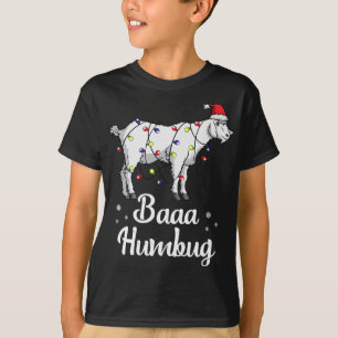 Baaa Humbug Goat Santa Hat And Lights Goat Lover C T-Shirt