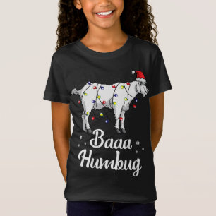Baaa Humbug Goat Santa Hat & Lights Goat Lover Chr T-Shirt