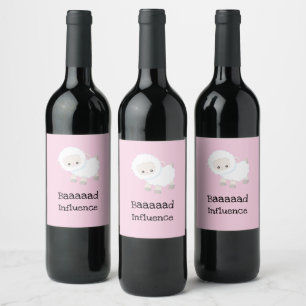 Baaaad Influence Custom Cute Lamb Sheep Wine Label