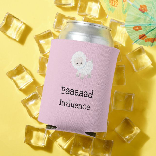 Baaaad Influence Personalised Cute Lamb Sheep Can Cooler (In Situ Summer)