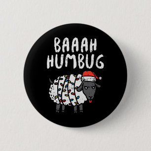 Baaah Humbug Sheep Xmas Lights Fun Anti Christmas 6 Cm Round Badge