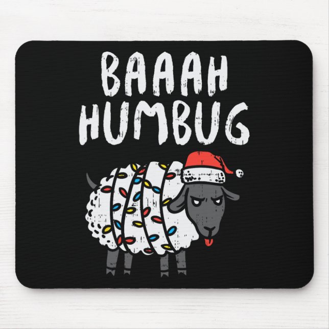 Baaah Humbug Sheep Xmas Lights Fun Anti Christmas  Mouse Mat (Front)