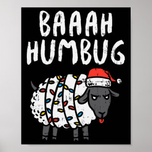 Baaah Humbug Sheep Xmas Lights Fun Anti Christmas Poster