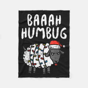 Baaah Humbug Sheep Xmas Lights Funny Anti Christma Fleece Blanket