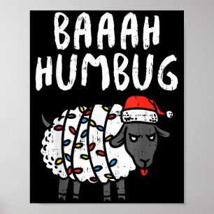 Baaah Humbug Sheep Xmas Lights Funny Anti Christma Poster