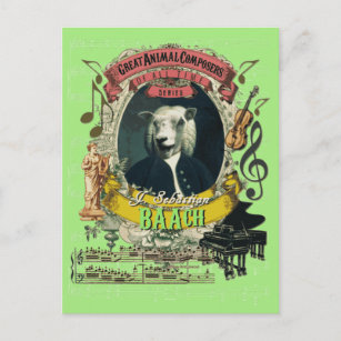 Baach Funny Sheep Great Animal Composer Bach Postcard