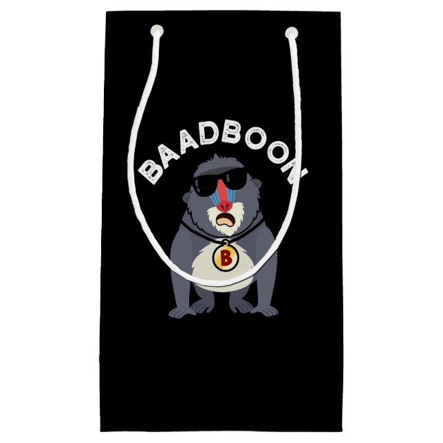 Baadboon Funny Bad Baboon Pun Dark BG Small Gift Bag (Front)