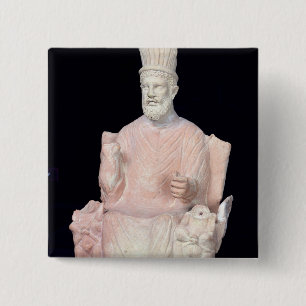 Baal Hammon seated on his throne 15 Cm Square Badge