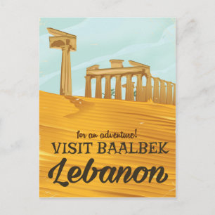 Baalbek Temple Lebanon vintage travel poster Postcard