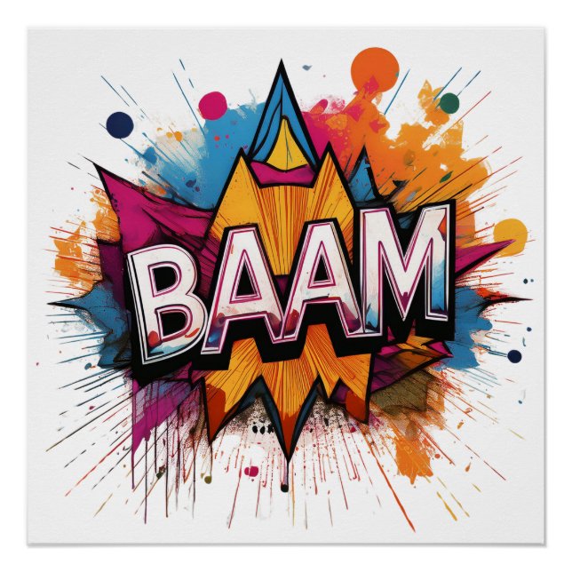 Baam Comic Sound Effect – Bold and Playful Pop Art Poster (Front)